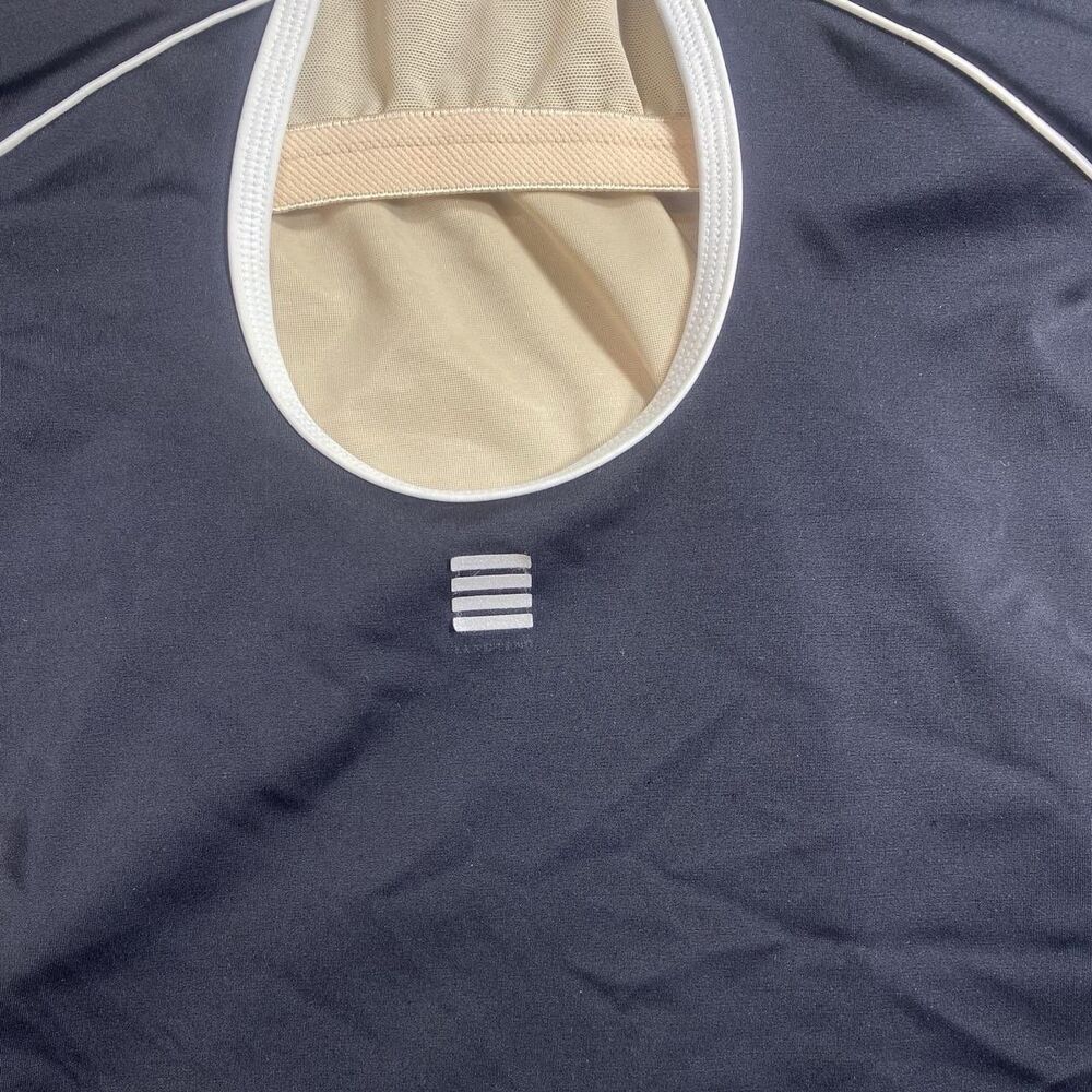 Lands' End Tugless X-Back Swimsuit Black White Piping EUC Size 14 Sporty - Picture 10 of 13